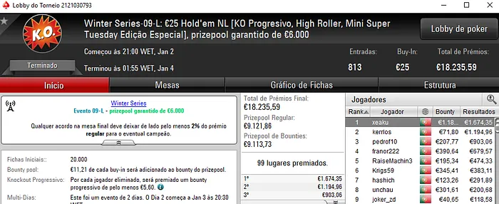 Winter Series: Pedro Palma Ferro Conquista Evento #9 - High (€6,507) 101