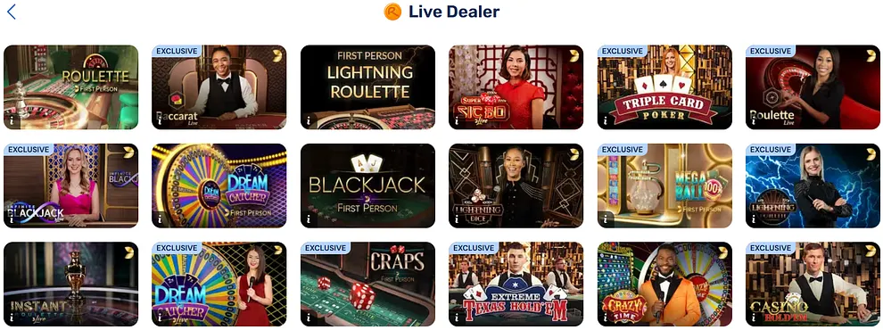 Live Dealer games - Rush Games
