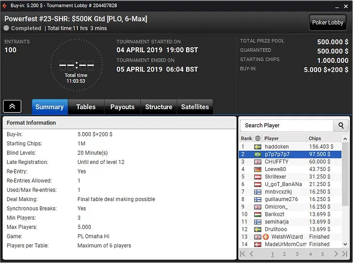 Lobby de poker do partypoker