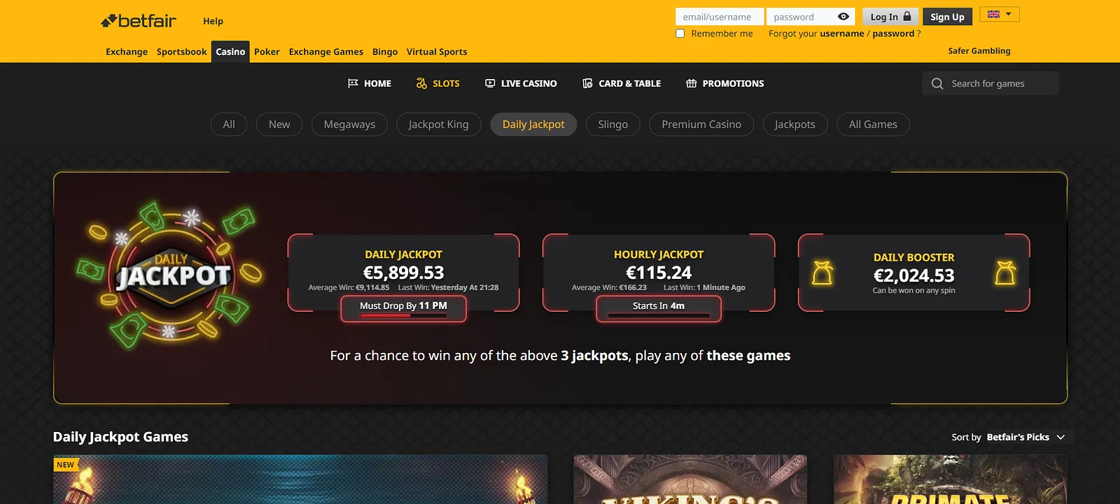 Captura de pantalla de la interfaz de Betfair app