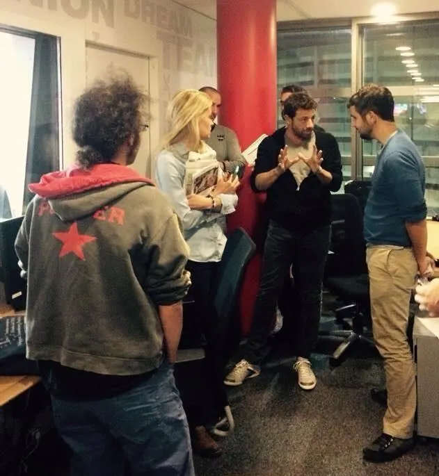 Patrick Bruel et Jean-Louis Tourre dans les coulisses de la première du RMC Poker Show