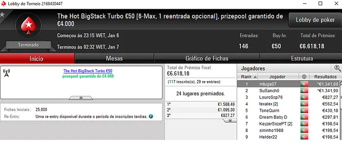 mtuga07 e SuSanch0 Repartem Prémios no The Hot BigStack Turbo €50 101