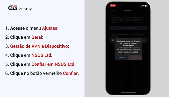 Instalação GGPoker iOS