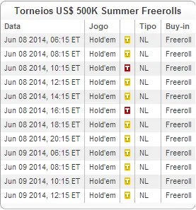 Torneios Summer Freerolls