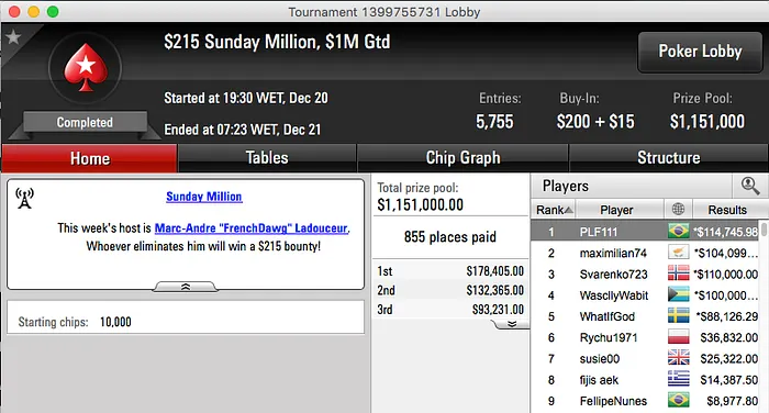 Felipe "PLF111" Rubino Crava Sunday Million (4.745) 101