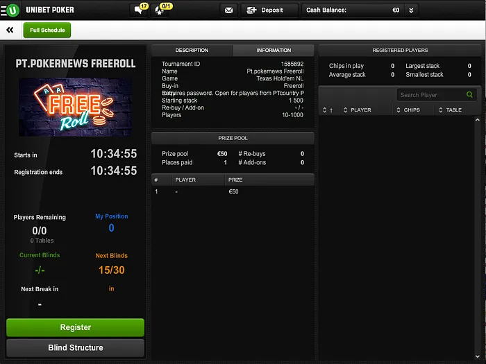 Hoje às 21:00 10º Freeroll FPP Podcast na Unibet Poker 101