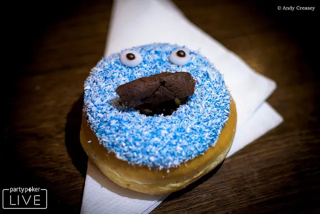 Cookie monster in the form of a free donut