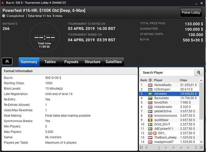 Lobby de poker do partypoker
