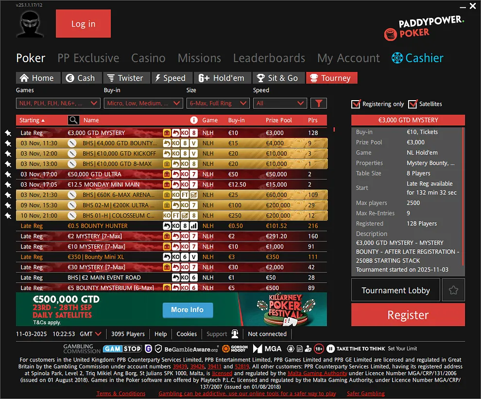 Paddy Power Poker lobby