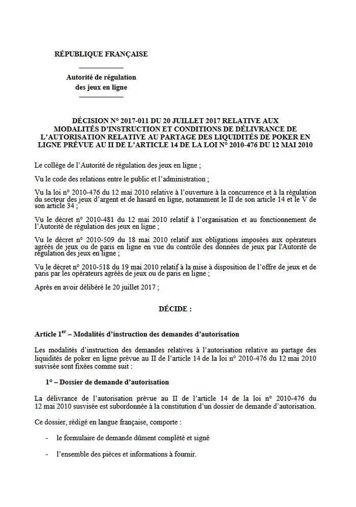ARJEL Lança Instruções para Operadores Interessados na Liquidez Partilhada 101