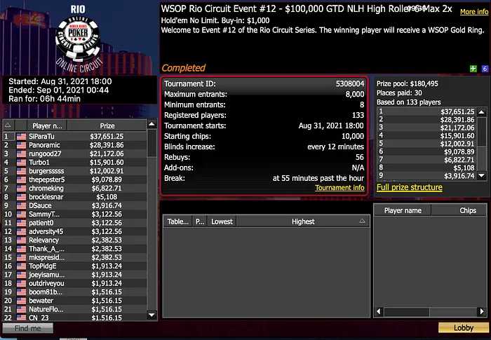 WSOPC Rio High Roller