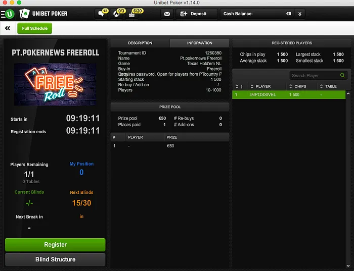 Hoje às 21:00 4º Freeroll FPP Podcast na Unibet Poker 101