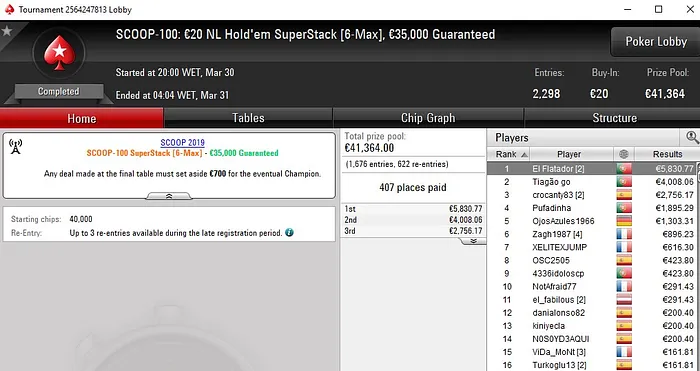 Lobby de poker da PokerStars