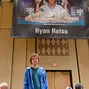 Ryan Riess at his banner unveiling