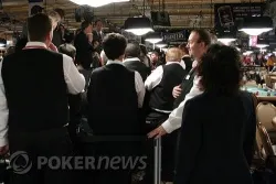 Assistant Tournament Director Jimmy Sommerfeld prepares dealers and floorstaff for hand-for-hand play