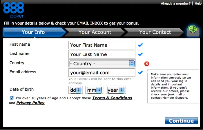 How to account on 888poker