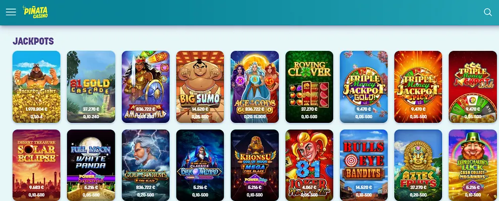 Jackpots en Piñata Casino