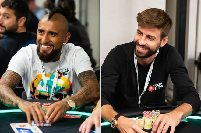 Arturo Vidal e Gerard Piqué no EPT Barcelona 2019