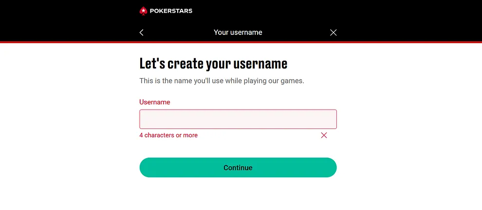 Creating a username - PokerStars