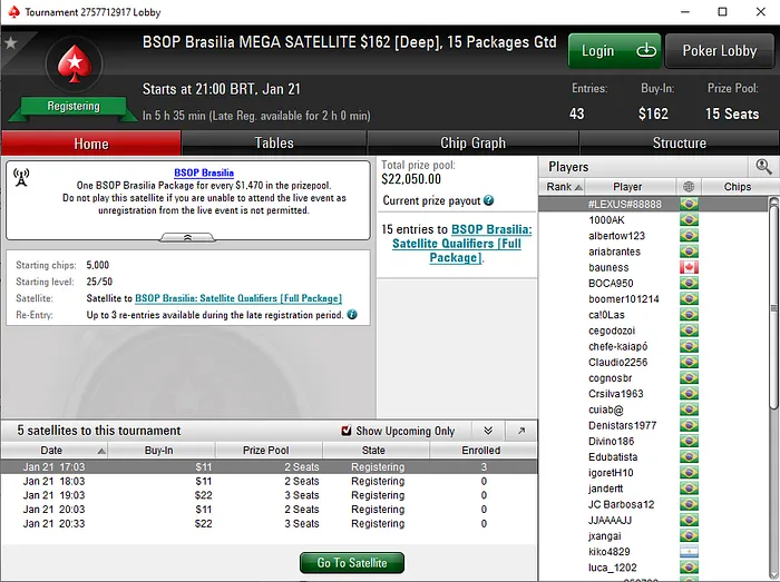 Mega Satélite com 15 pacotes garantidos para o BSOP Brasília