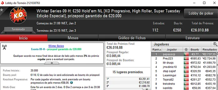 Winter Series: Pedro Palma Ferro Conquista Evento #9 - High (€6,507) 102