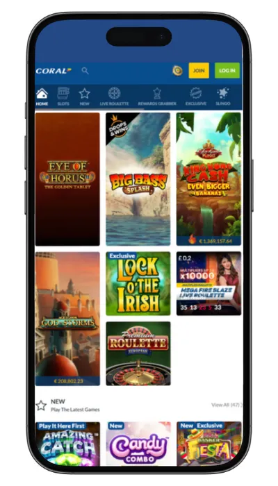 Coral Casino on Mobile