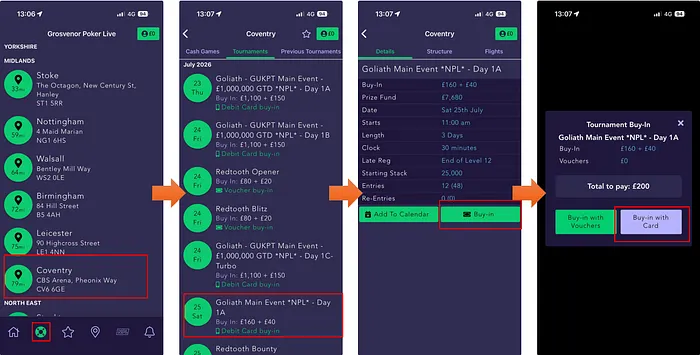 How to buy into the Goliath with the Grosvenor Poker Live App