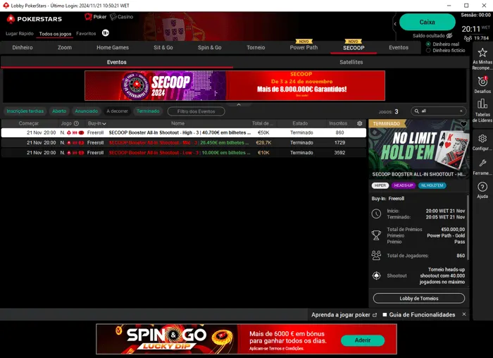 Torneios Freeroll na PokerStars Portugal