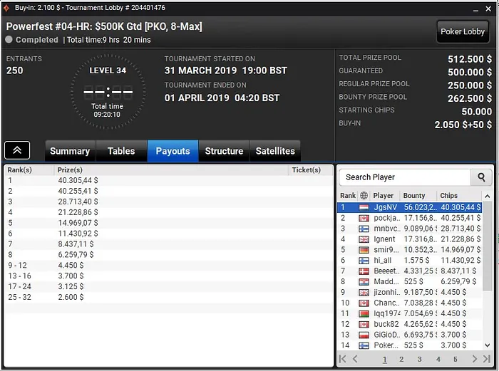 Lobby de poker da partypoker