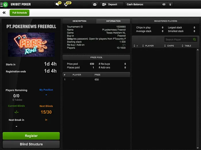 Hoje às 21:00 8º Freeroll FPP Podcast na Unibet Poker 101