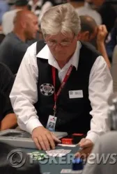 One of the many hard working dealers at the World Series
