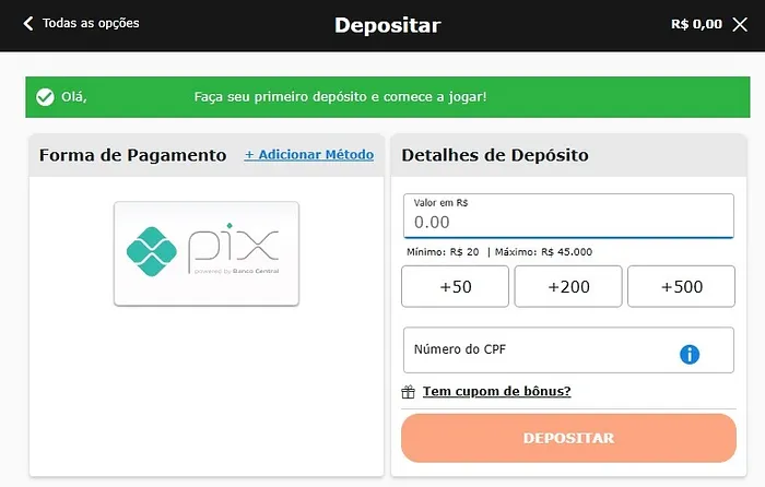 depósito poker online