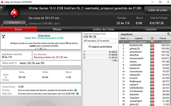 Winter Series: Pedro Palma Ferro Conquista Evento #9 - High (€6,507) 104