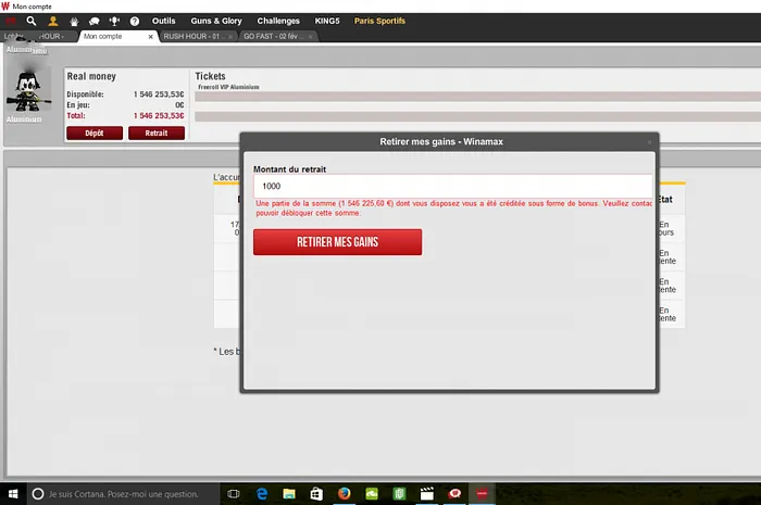Erreur de la banque en votre (dé)faveur, Winamax crédite 1.546.522,16€ sur un compte joueur 0001