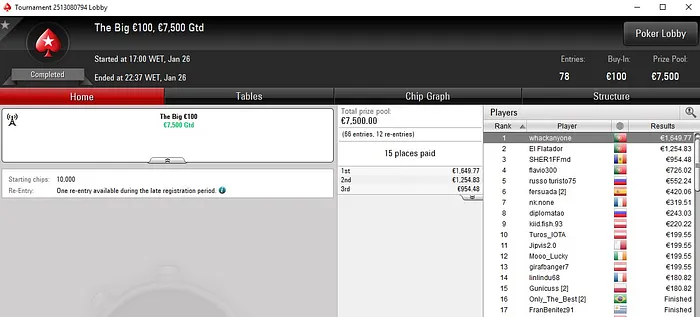 Lobby de poker da PokerStars