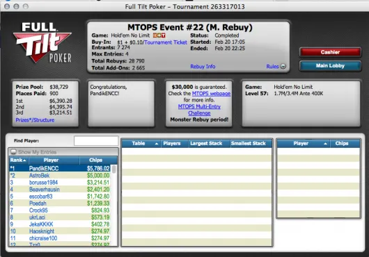 MTOPS continuam rolando no Full Tilt Poker 102