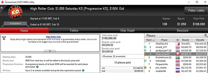 Lobby de poker da PokerStars