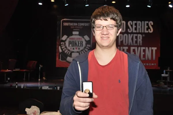 Sam Panzica after winning his ring. Photo courtesy of the WSOP.