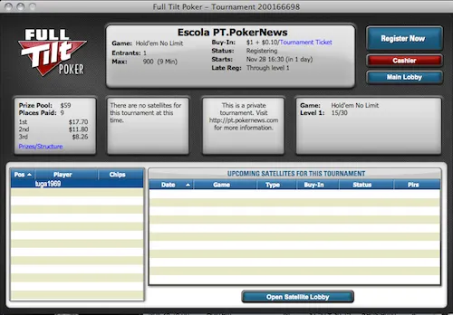Liga PT.PokerNews às 21:30 na Full Tilt Poker 101