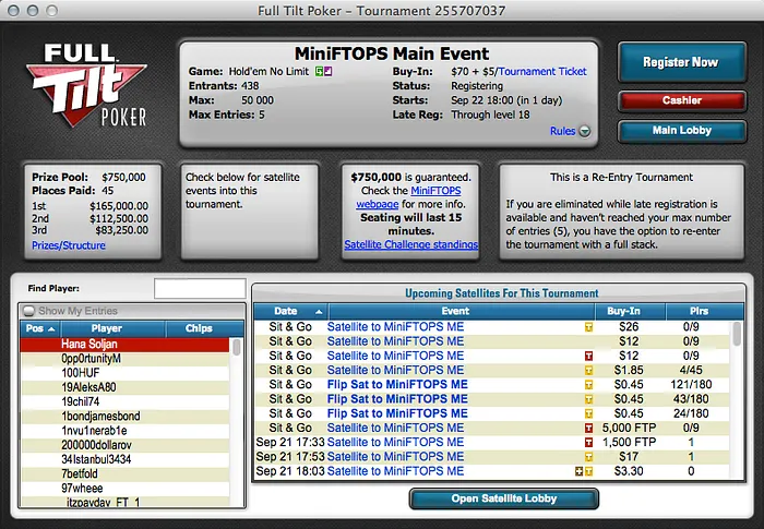 Mini Full Tilt Online Poker Series XXIII Terminam Hoje com mais de 0,000 em Jogo 101