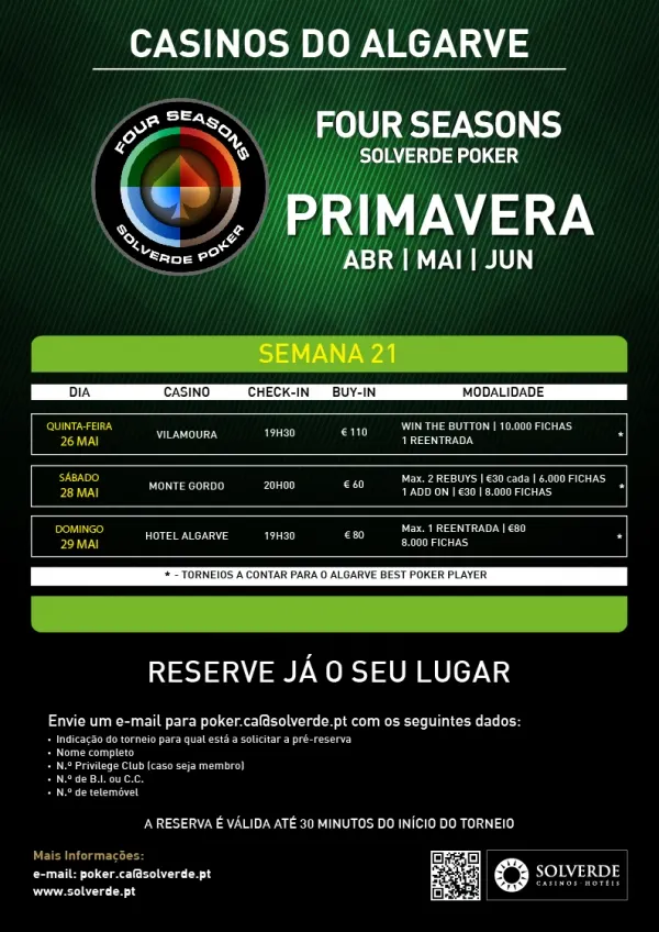 Calendário Four Seasons Solverde Poker Algarve - 26 a 29 de Maio 101
