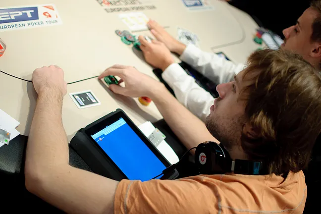 iPads abound in poker tournaments these days; this one belongs to Ivan Demidov
