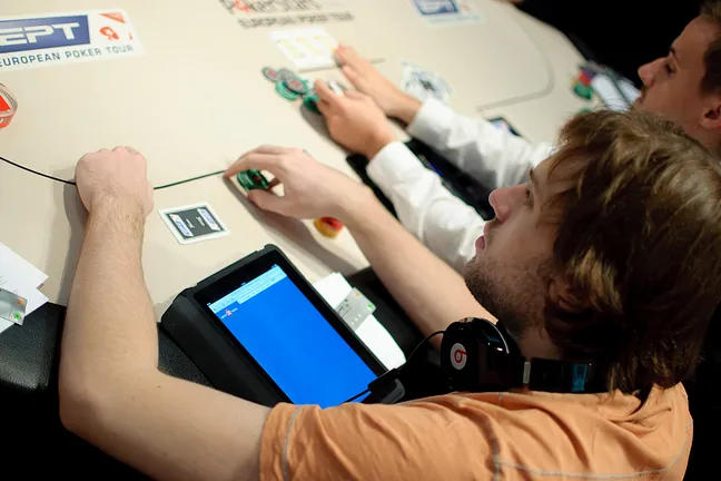 iPads abound in poker tournaments these days; this one belongs to Ivan Demidov