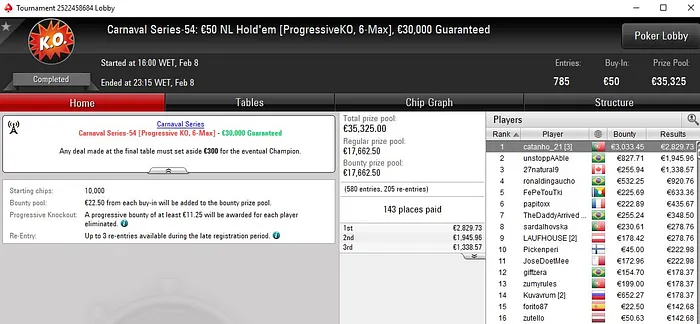 Lobby de poker da PokerStars
