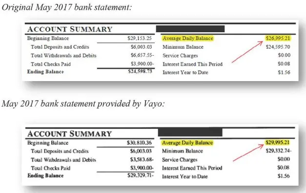 REEL filed evidence of forgery by Vayo