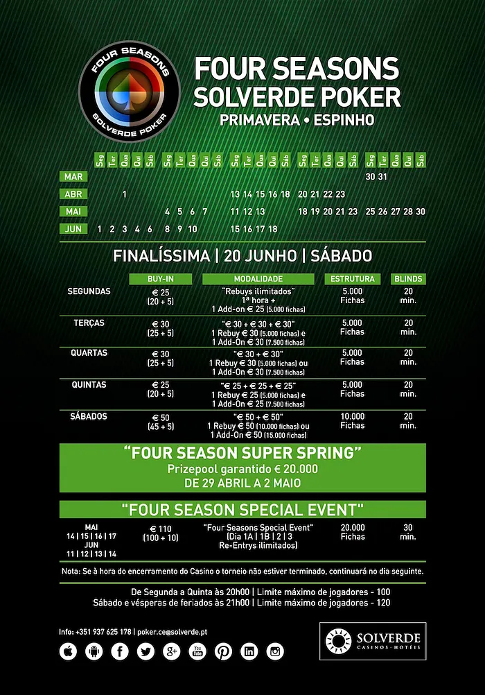 Four Seasons Special Event, 11 a 14 Junho no Casino de Espinho 101