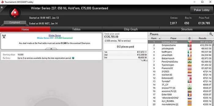 Lobby de poker da PokerStars