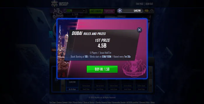 Dubai WSOP Rules & Prizes