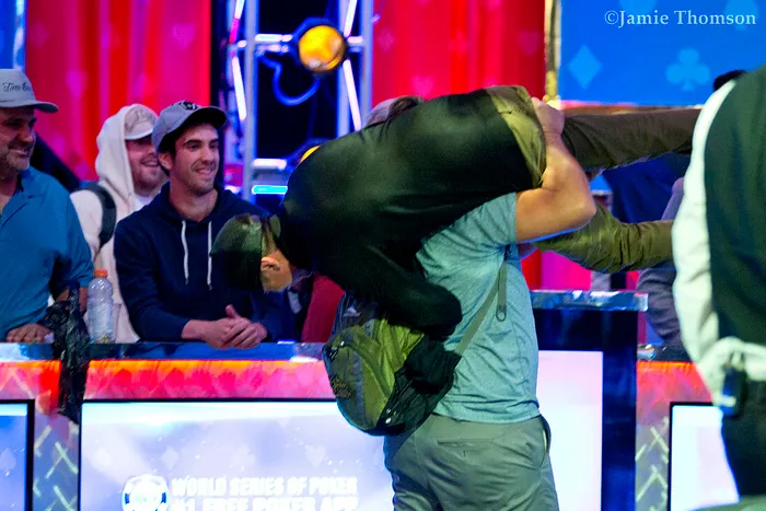 Robert Mitchell is lifted on the shoulders during celebrations