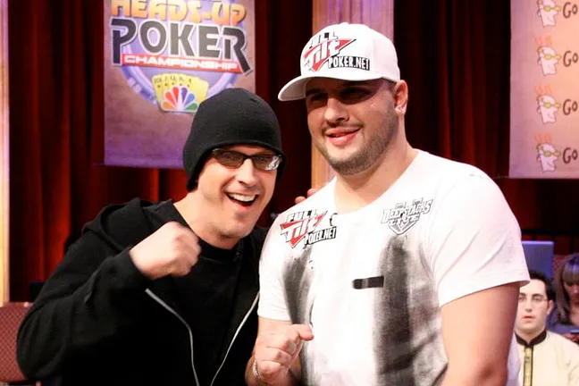 Phil Laak and Michael Mizrachi were pumped to be at the feature table.
